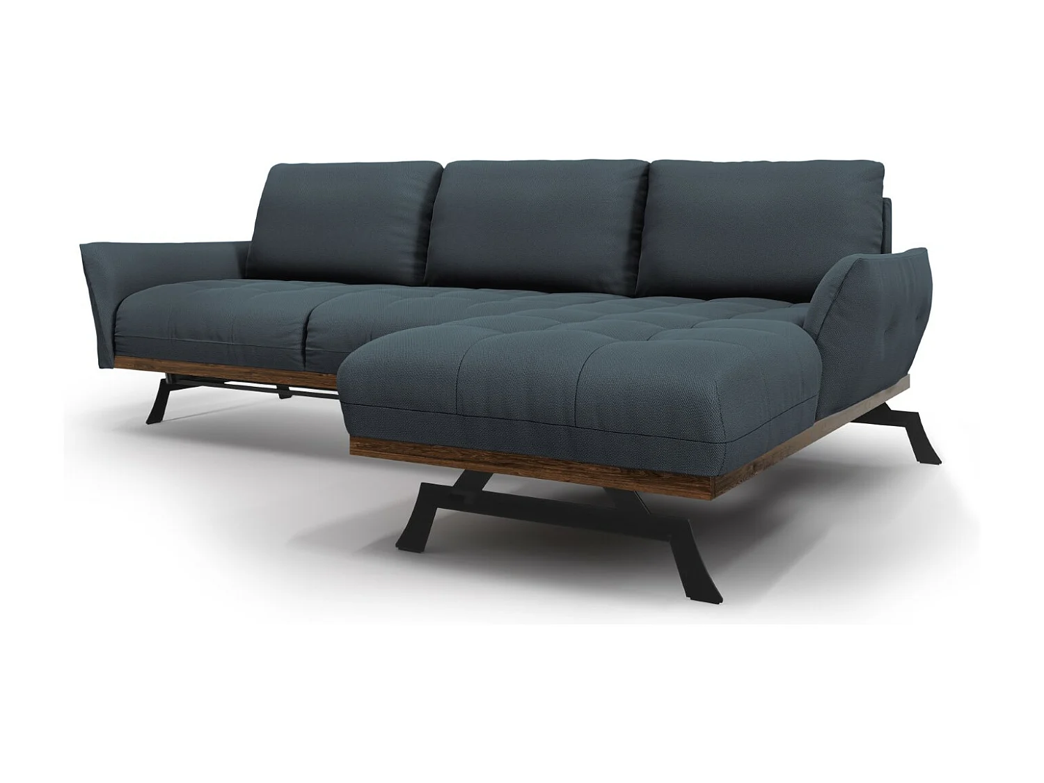 CXL by Christian Lacroix - Canapé d'angle droit modulable "Olivier" 4 places en tissu structurel bleu - 264x171x87cm