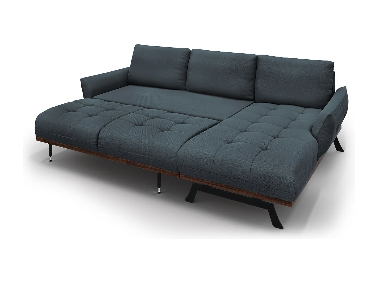 CXL by Christian Lacroix - Canapé d'angle droit modulable "Olivier" 4 places en tissu structurel bleu - 264x171x87cm