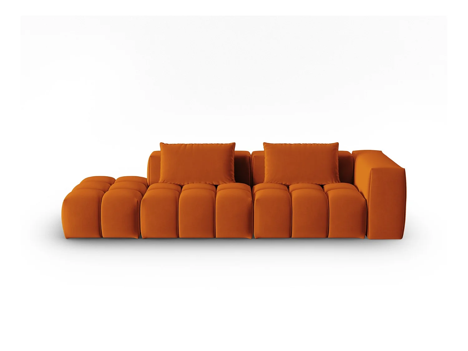 CXL by Christian Lacroix - Canapé modulable gauche "Lorella" 3 places en velours terracotta - 265x85x70cm