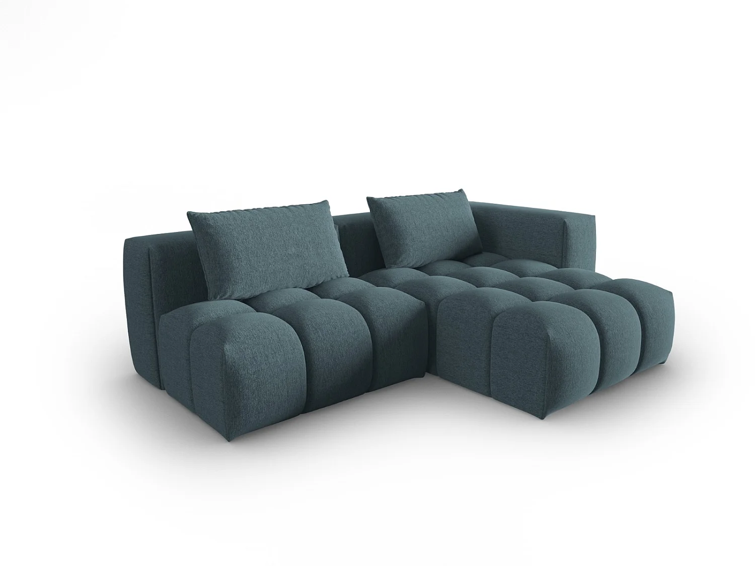 CXL by Christian Lacroix - Modulaire hoekbank rechts "Lorella" 3 zitplaatsen, Structurele stof, Lichtblauw - 205x145x70cm