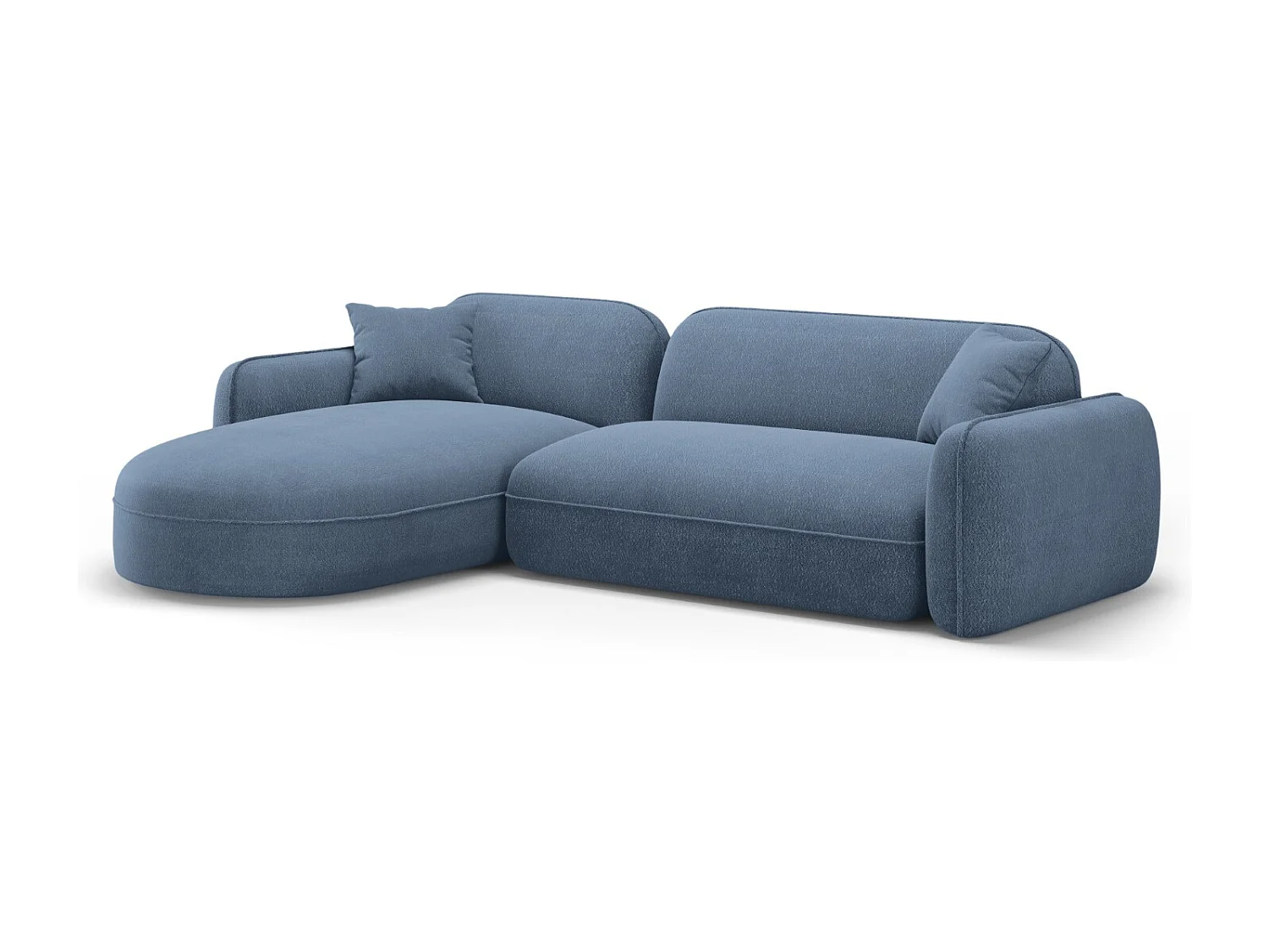 CXL by Christian Lacroix - Sofá modular de canto esquerdo "Lucien" 4 lugares em veludo azul jeans - 275x165x70cm