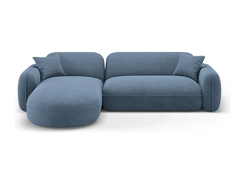 CXL by Christian Lacroix - Canapé d'angle gauche modulable "Lucien" 4 places en velours blue jeans - 275x165x70cm