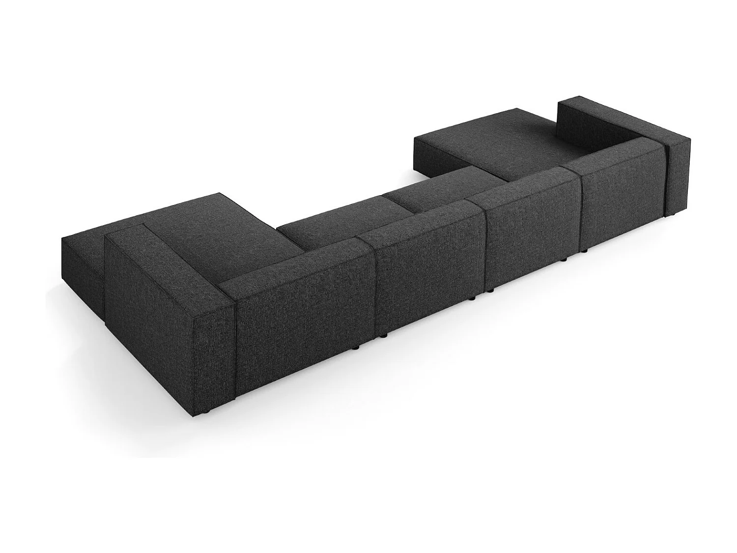 Cosmopolitan Design - Canapé panoramique "Arendal" 6 places en chenille noir - 364x166x70cm