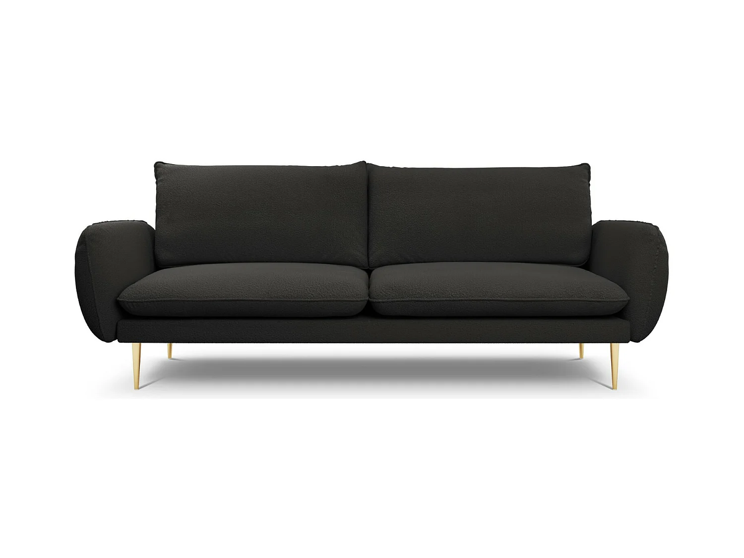 Cosmopolitan Design - Canapé "Vienna" 4 places en bouclé noir - 230x92x95cm