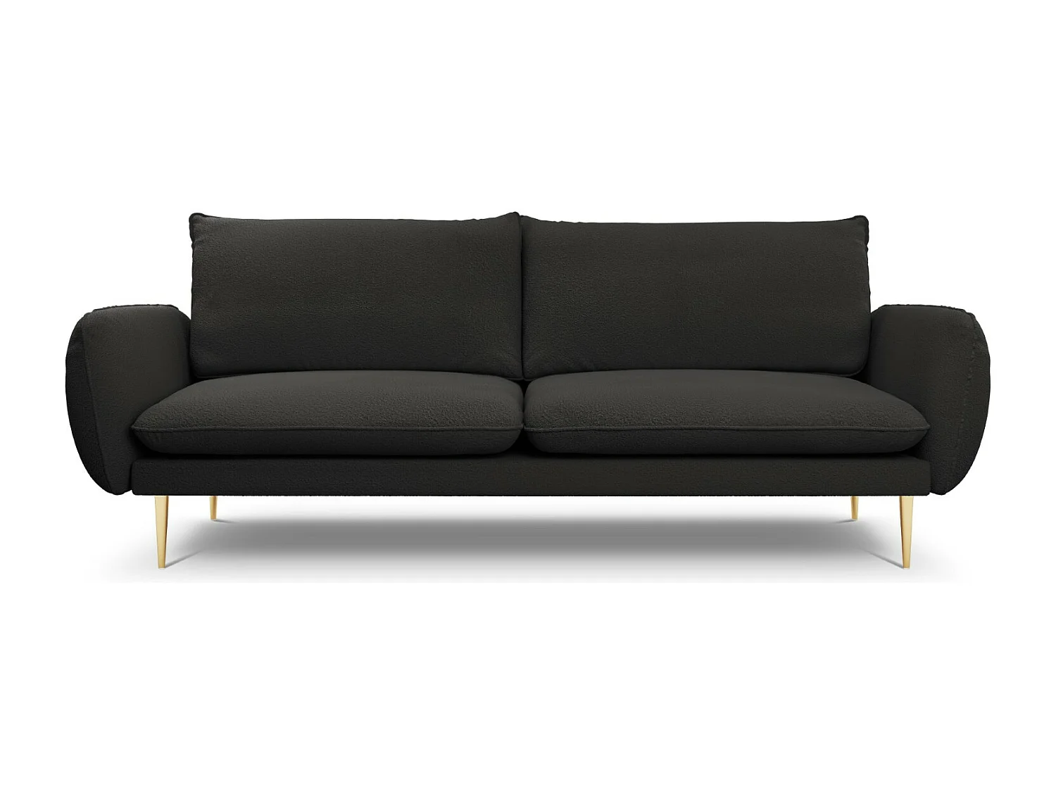 Cosmopolitan Design - Canapé "Vienna" 4 places en bouclé noir - 230x92x95cm