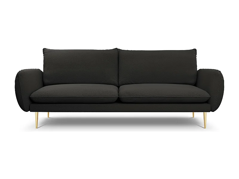 Cosmopolitan Design - Canapé "Vienna" 4 places en bouclé noir - 230x92x95cm