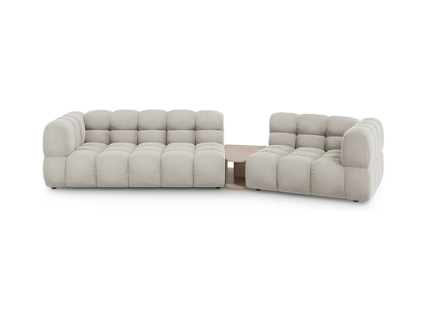 Cosmopolitan Design - Canapé modulable droit "Sky" 3 places en velours beige clair - 353x148x75cm