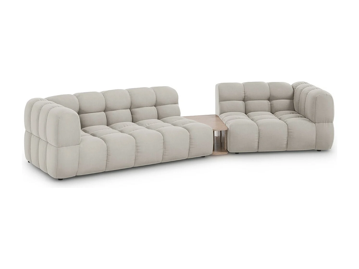 Cosmopolitan Design - Canapé modulable droit "Sky" 3 places en velours beige clair - 353x148x75cm