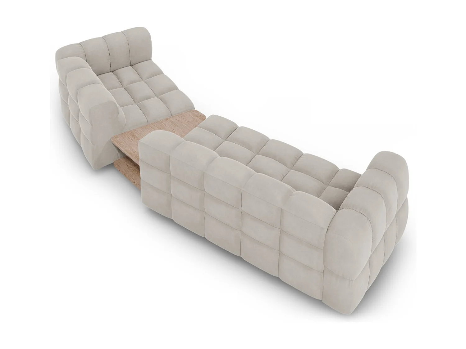 Cosmopolitan Design - Canapé modulable droit "Sky" 3 places en velours beige clair - 353x148x75cm