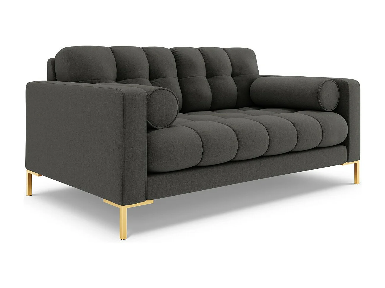 Cosmopolitan Design - Sofa, "Bali" 2 miejsca tkanina strukturalna, szary ciemny - 152x92x75cm