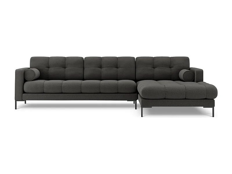 Cosmopolitan Design - Sofá esquinero derecho "Bali" 5 plazas de tejido estructural gris oscuro - 293x185x75cm