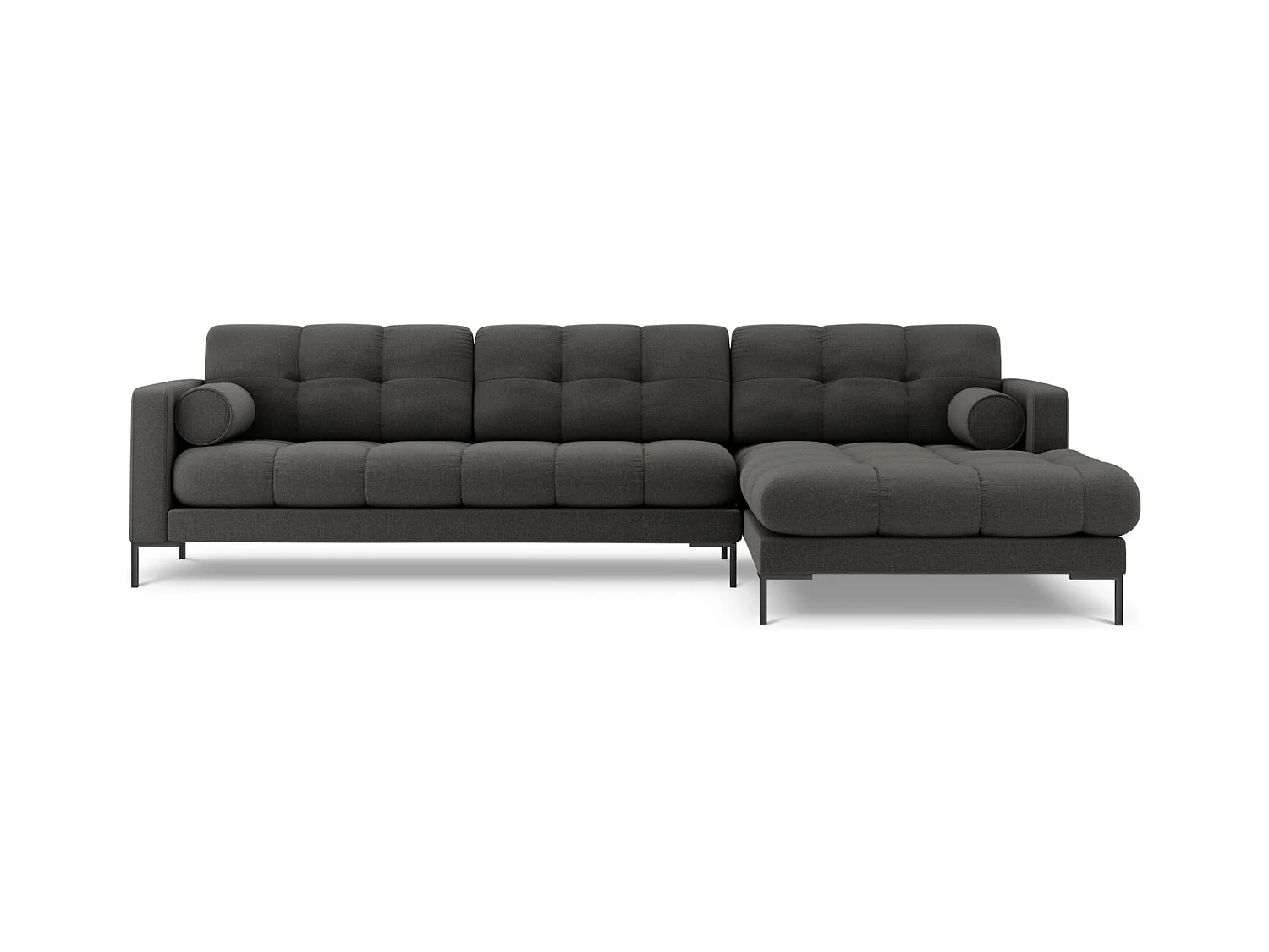 Cosmopolitan Design - Canapé d'angle droit "Bali" 5 places en tissu structurel gris foncé - 293x185x75cm
