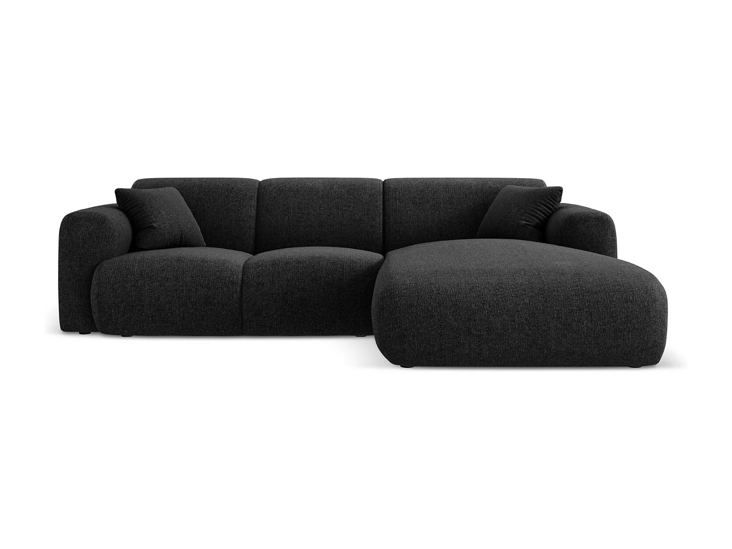 Cosmopolitan Design - Narożnik prawy, "Nolio" 4 miejsca szenil, czarny - 260x170x72cm