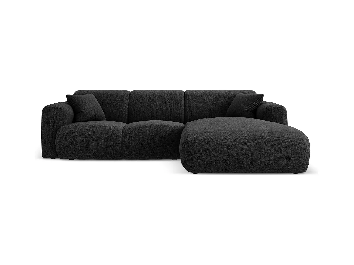 Cosmopolitan Design - Rechter hoekbank "Nolio" 4 zitplaatsen, Chenille, Zwart - 260x170x72cm