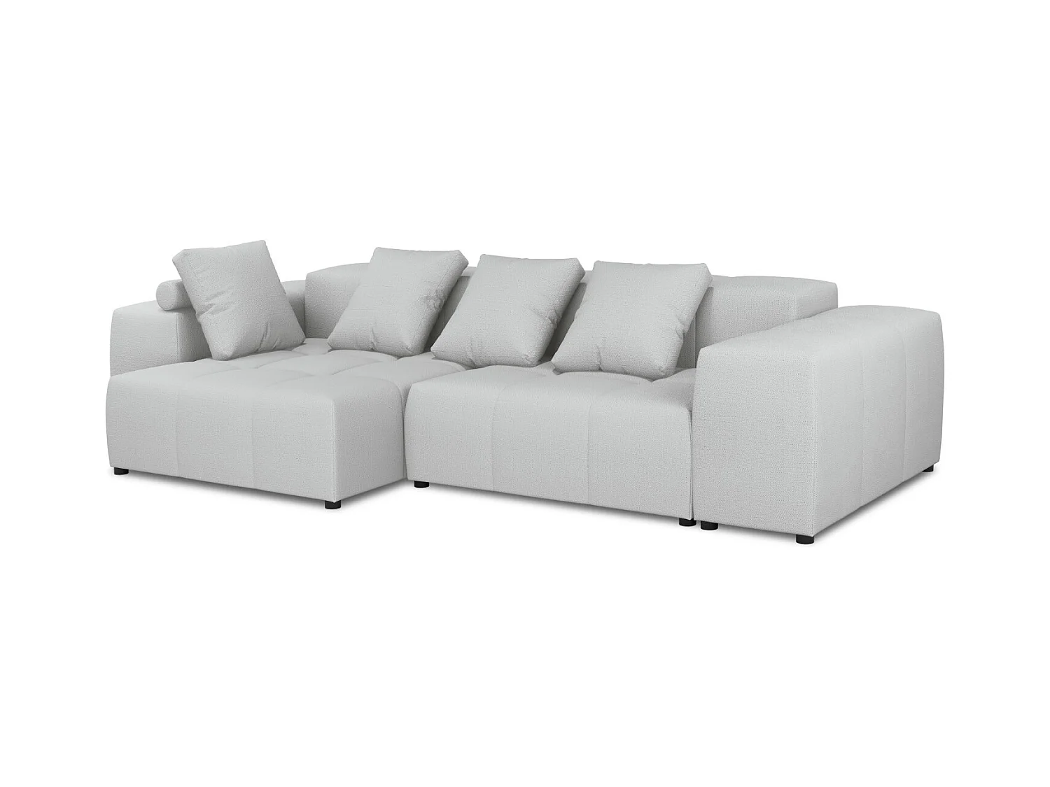 Cosmopolitan Design - Symmetrische modulaire hoekbank "Rome" 4 zitplaatsen, Structurele stof, Lichtgrijs - 320x160x75cm