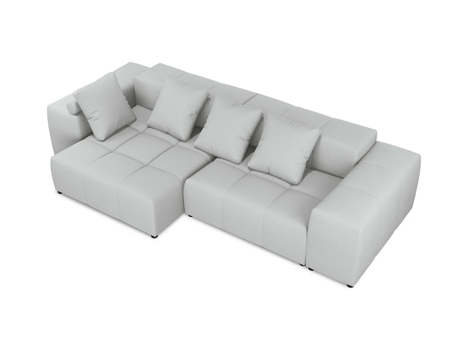 Cosmopolitan Design - Canapé d'angle symétrique modulable "Rome" 4 places en tissu structurel gris clair - 320x160x75cm