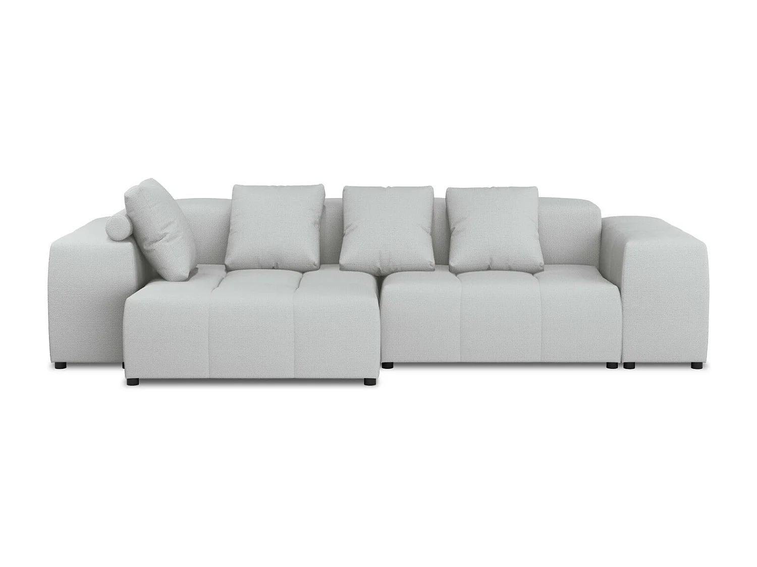 Cosmopolitan Design - Sofá de canto modular simétrico "Rome" 4 lugares em tecido estrutural cinza claro - 320x160x75cm