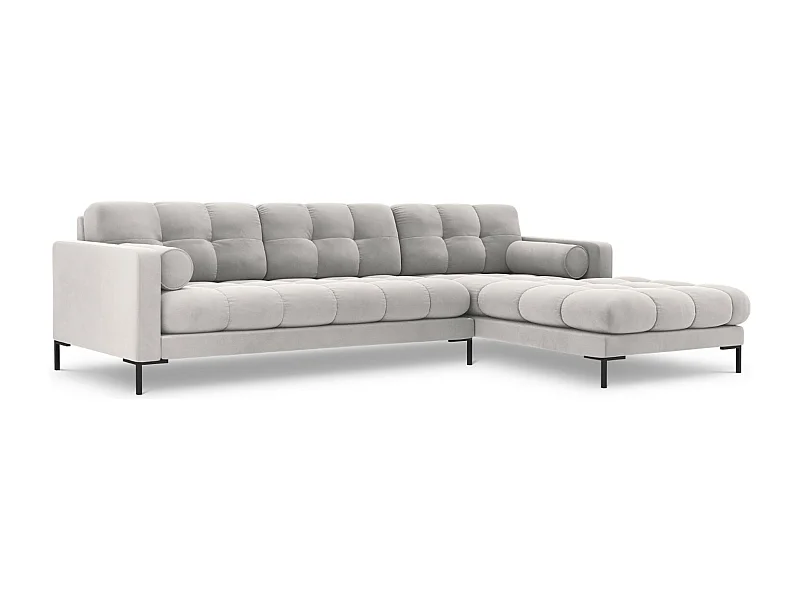 Cosmopolitan Design - Narożnik prawy, "Bali" 5 miejsc welur, srebrny - 293x185x75cm