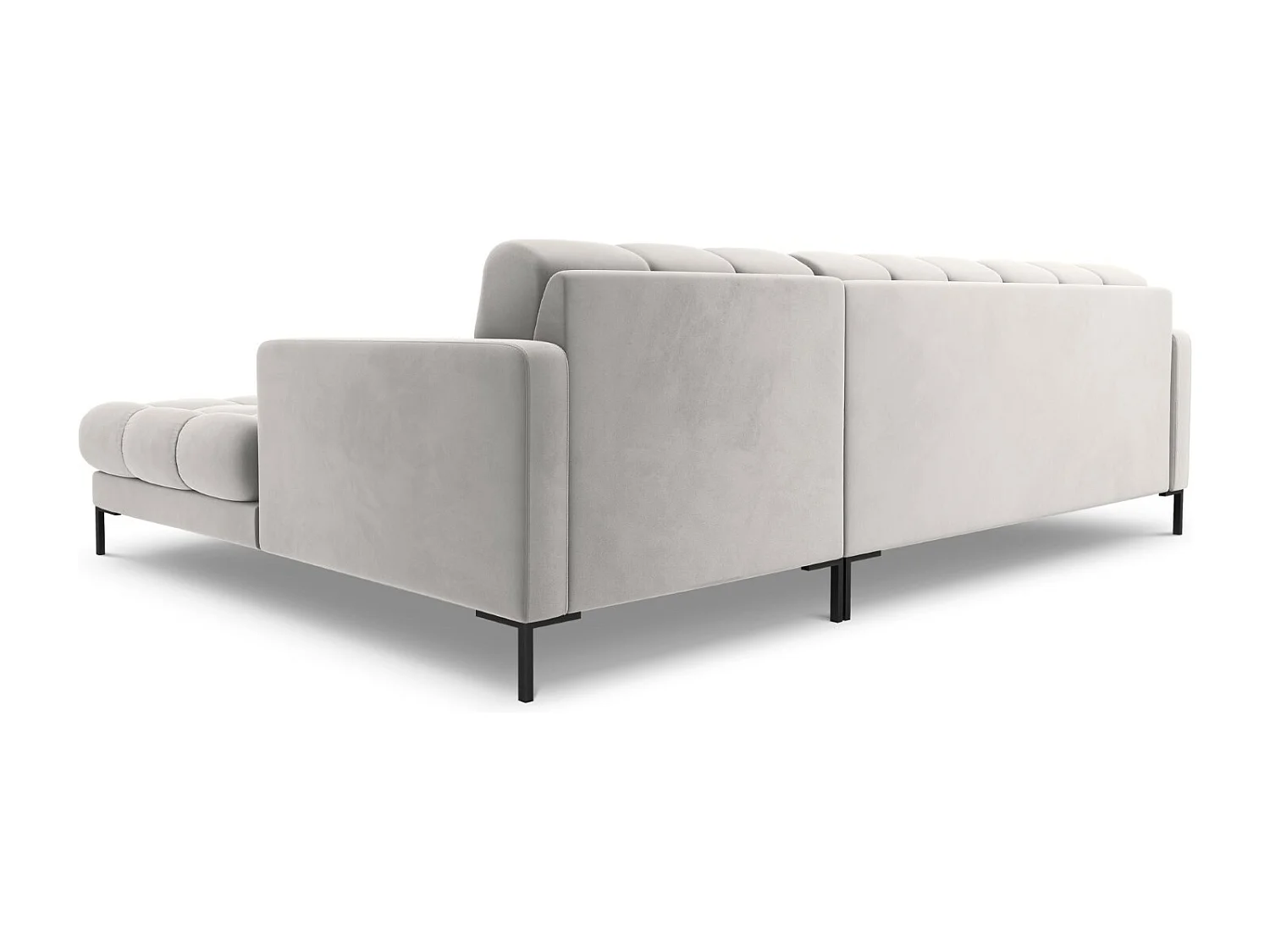 Cosmopolitan Design - Divano angolare destro "Bali" 5 posti in velluto argento - 293x185x75cm