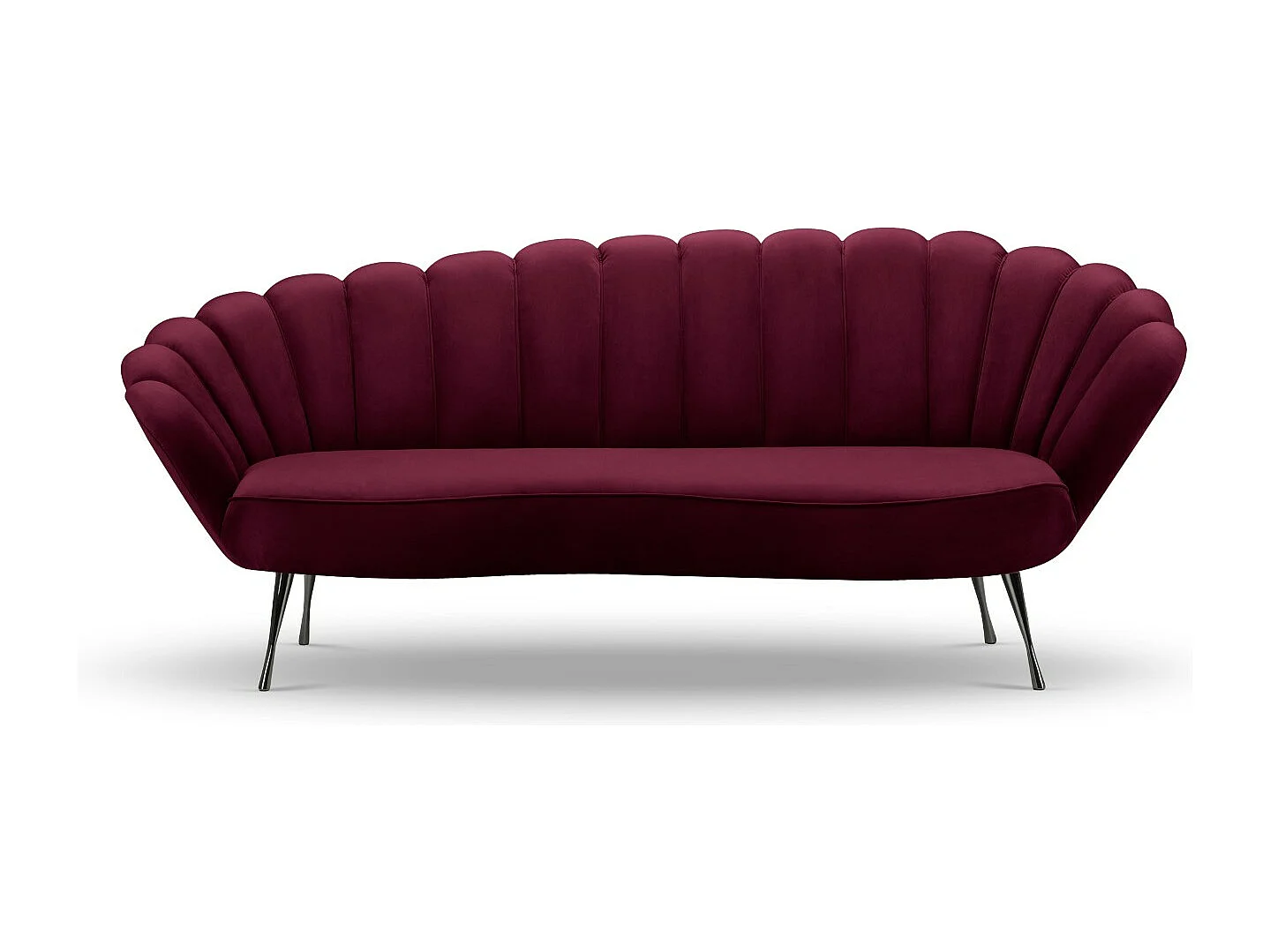 Cosmopolitan Design - Canapé "Kingston" 3 places en velours pourpre - 224x95x85cm