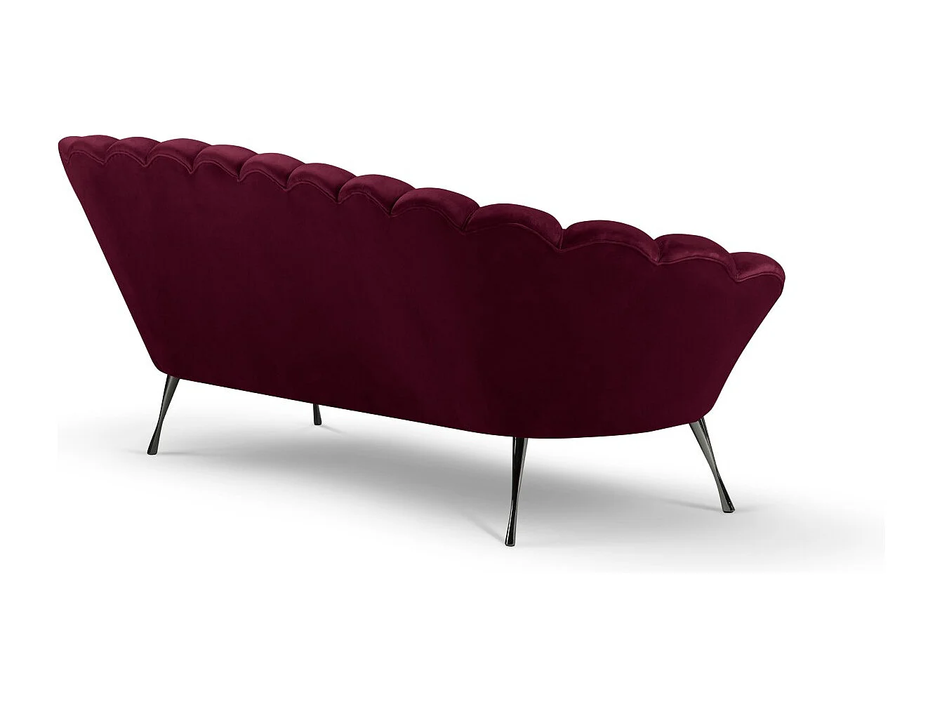 Cosmopolitan Design - Canapé "Kingston" 3 places en velours pourpre - 224x95x85cm