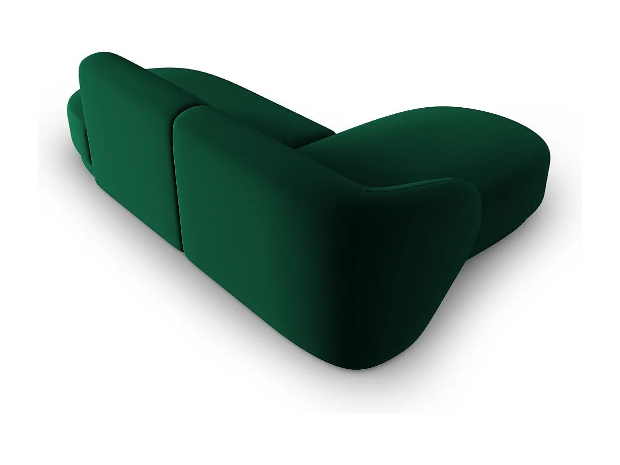 CXL by Christian Lacroix - Canapé d'angle gauche modulable "Lionel" 4 places en velours vert bouteille - 233x155x74cm