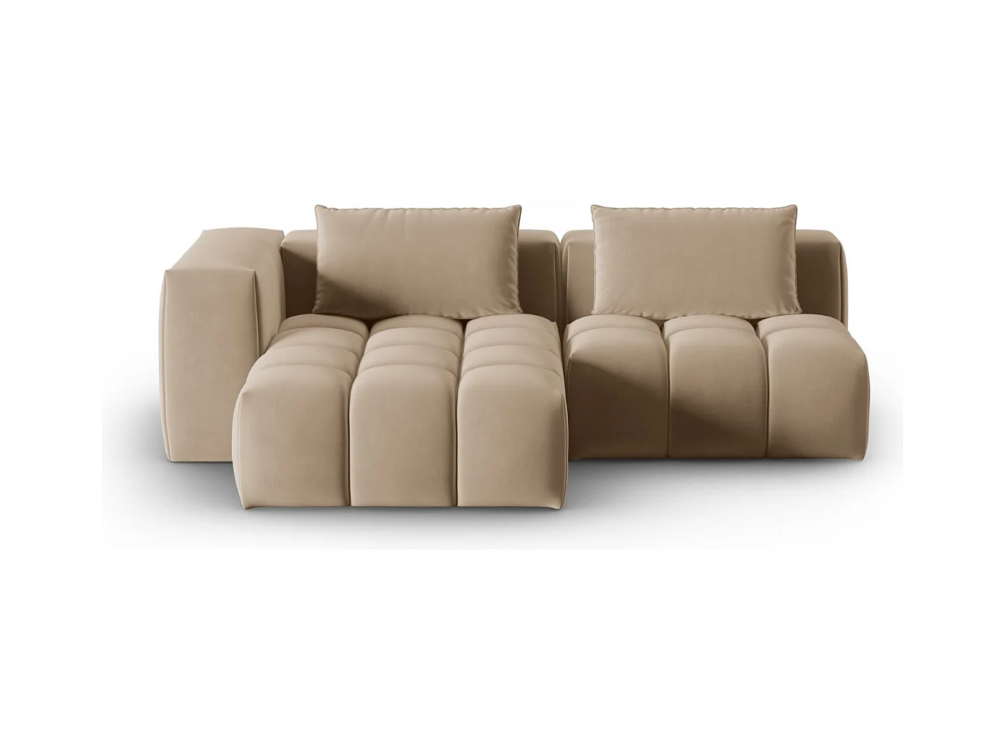 CXL by Christian Lacroix - Modulaire hoekbank links "Lorella" 3 zitplaatsen, Flueel, Zand - 205x145x70cm