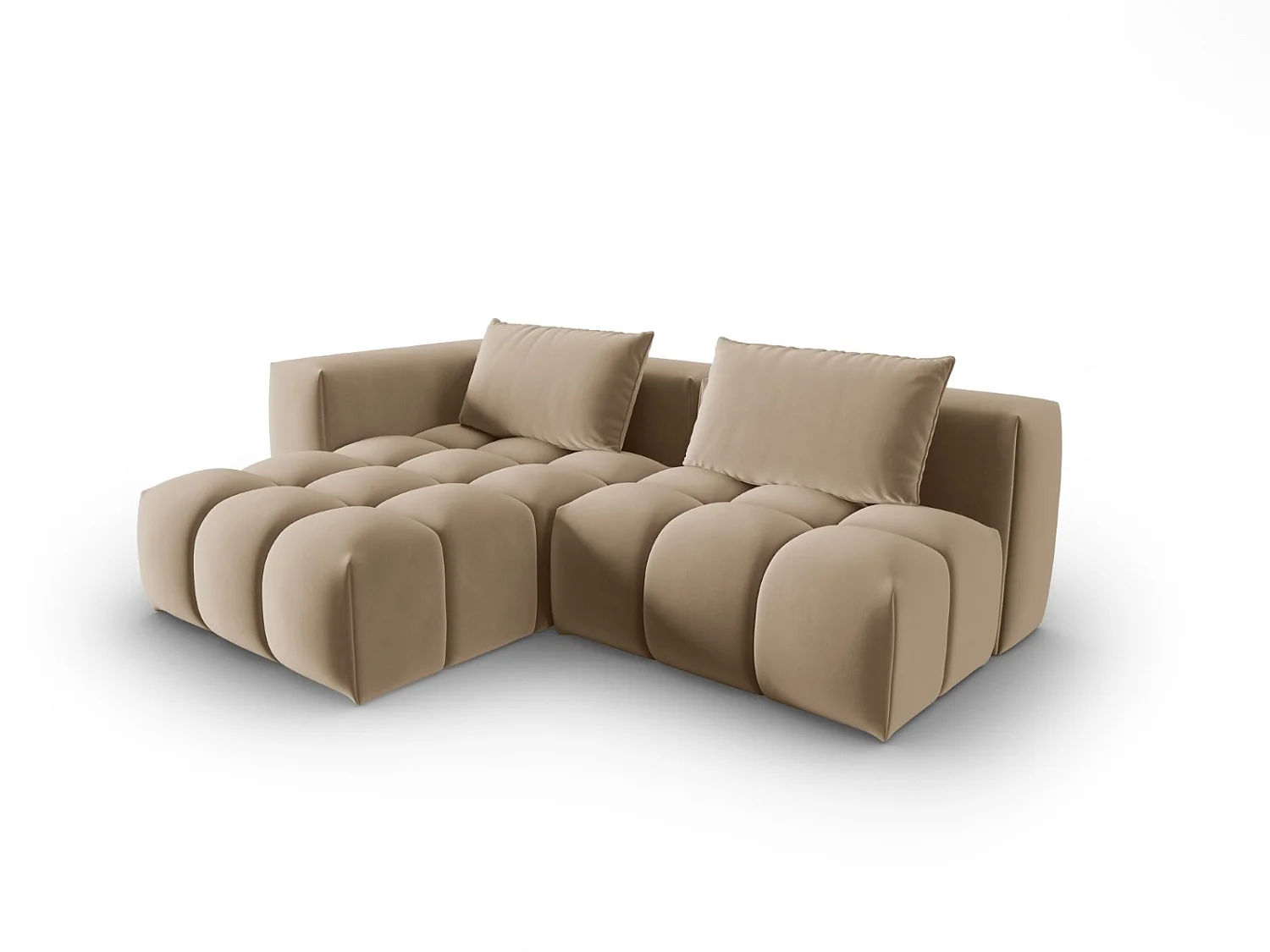 CXL by Christian Lacroix - Sofá modular de canto esquerdo "Lorella" 3 lugares em veludo areia - 205x145x70cm