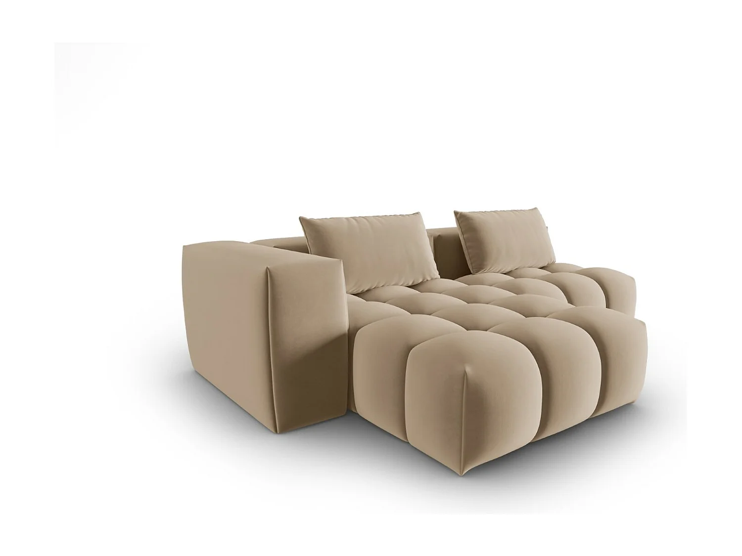 CXL by Christian Lacroix - Sofá modular de canto esquerdo "Lorella" 3 lugares em veludo areia - 205x145x70cm