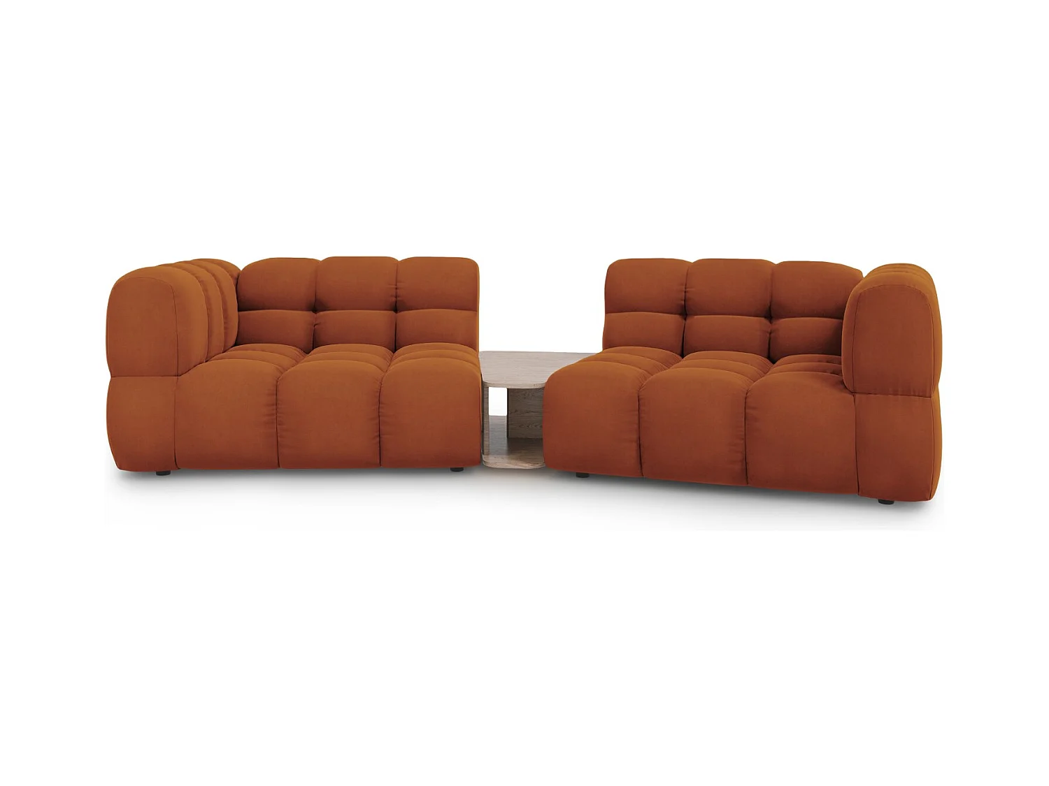 Cosmopolitan Design - Canapé modulable "Sky" 2 places en velours terracotta - 280x148x75cm