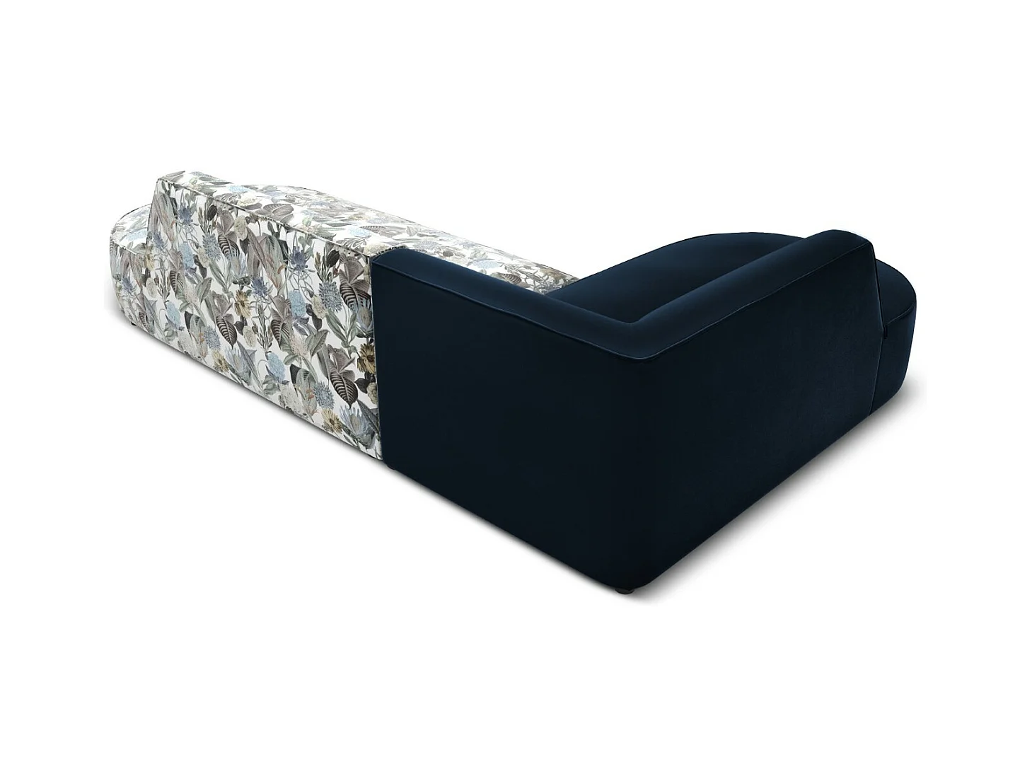 CXL by Christian Lacroix - 4-Sitzer Ecksofa links "Charles" Sitzer aus Samt blaues gartenmotiv - 273x180x69cm