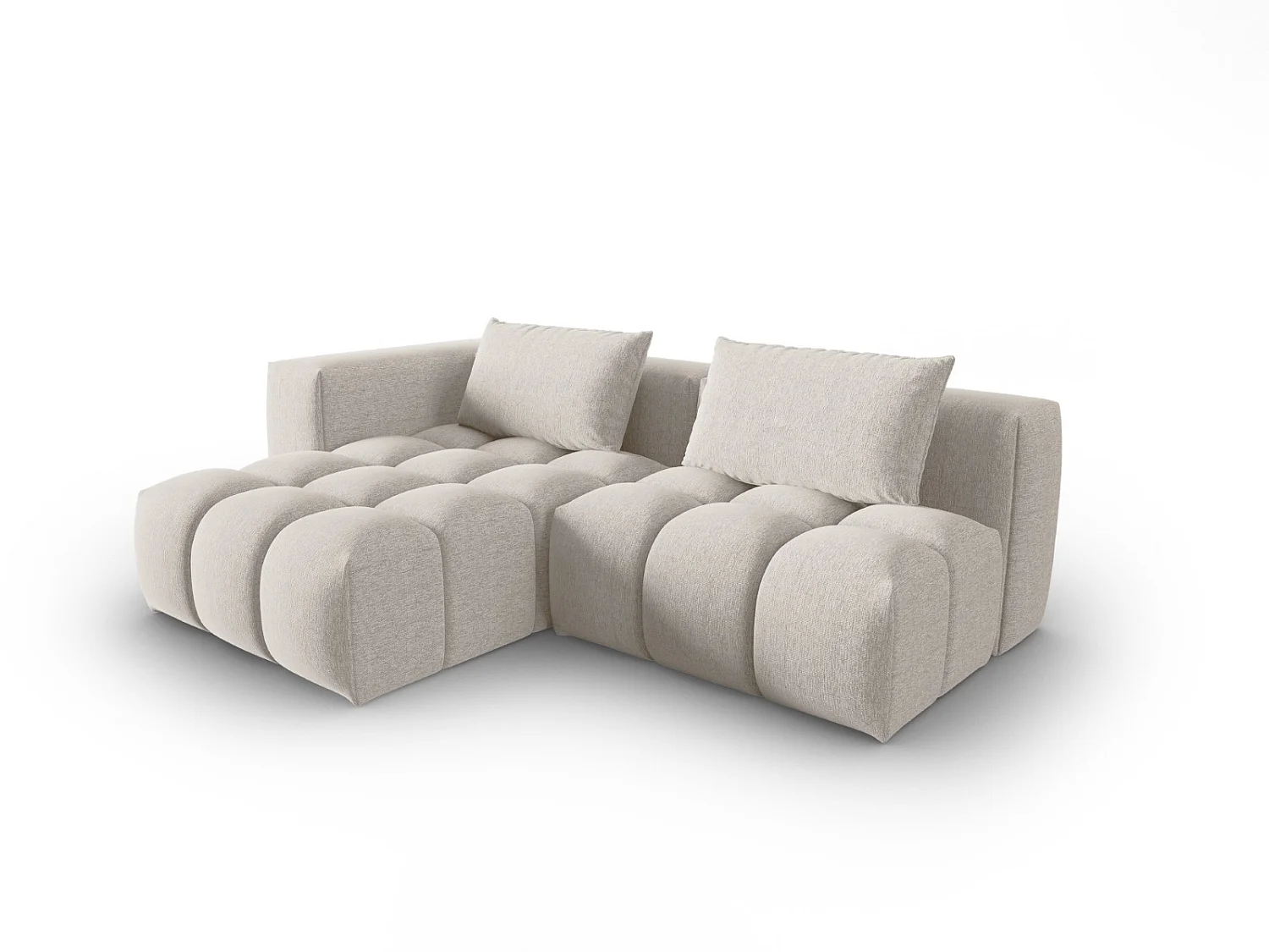 CXL by Christian Lacroix - Canapé d'angle gauche modulable "Lorella" 3 places en tissu structurel beige - 205x145x70cm