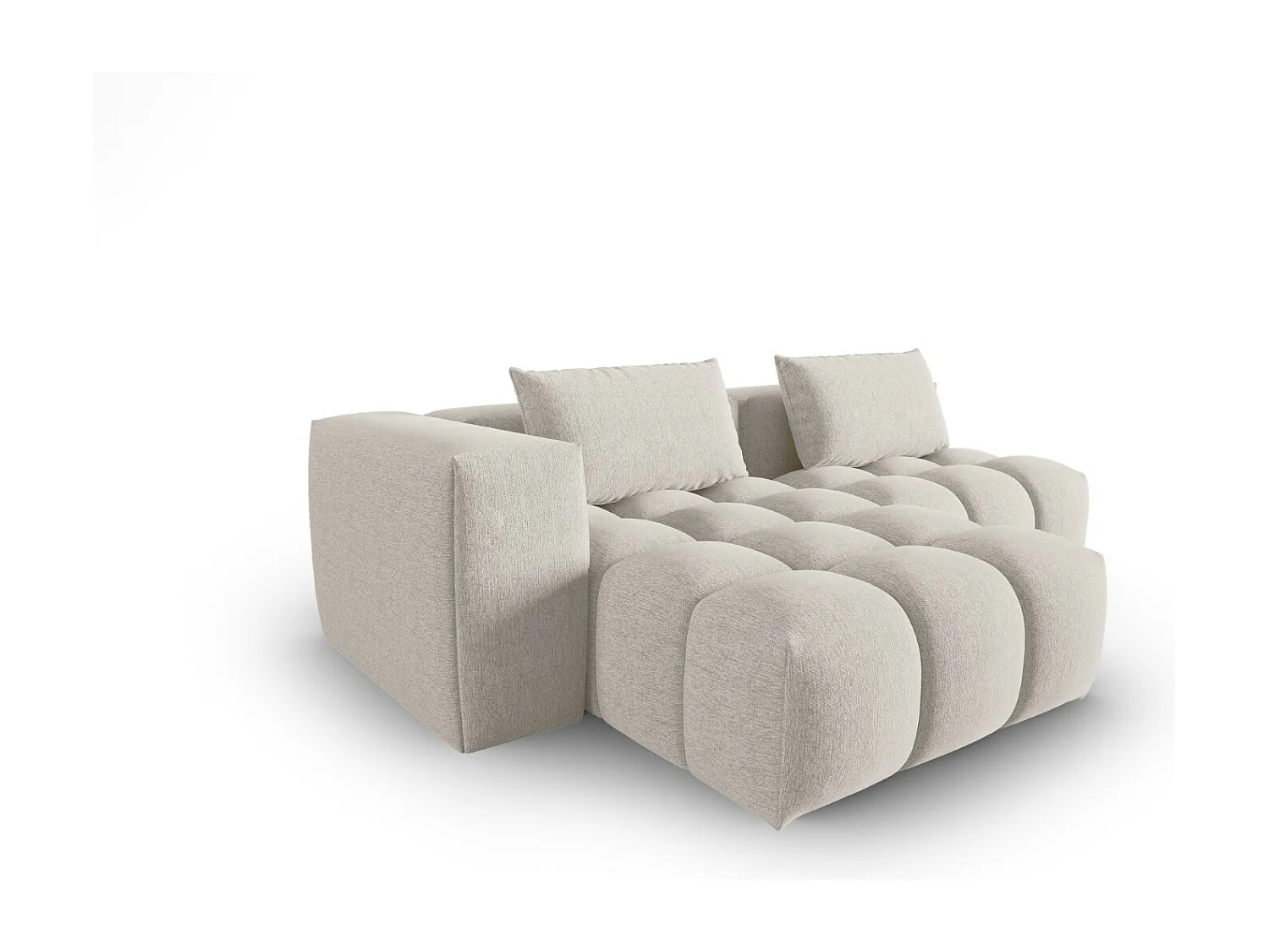 CXL by Christian Lacroix - Canapé d'angle gauche modulable "Lorella" 3 places en tissu structurel beige - 205x145x70cm