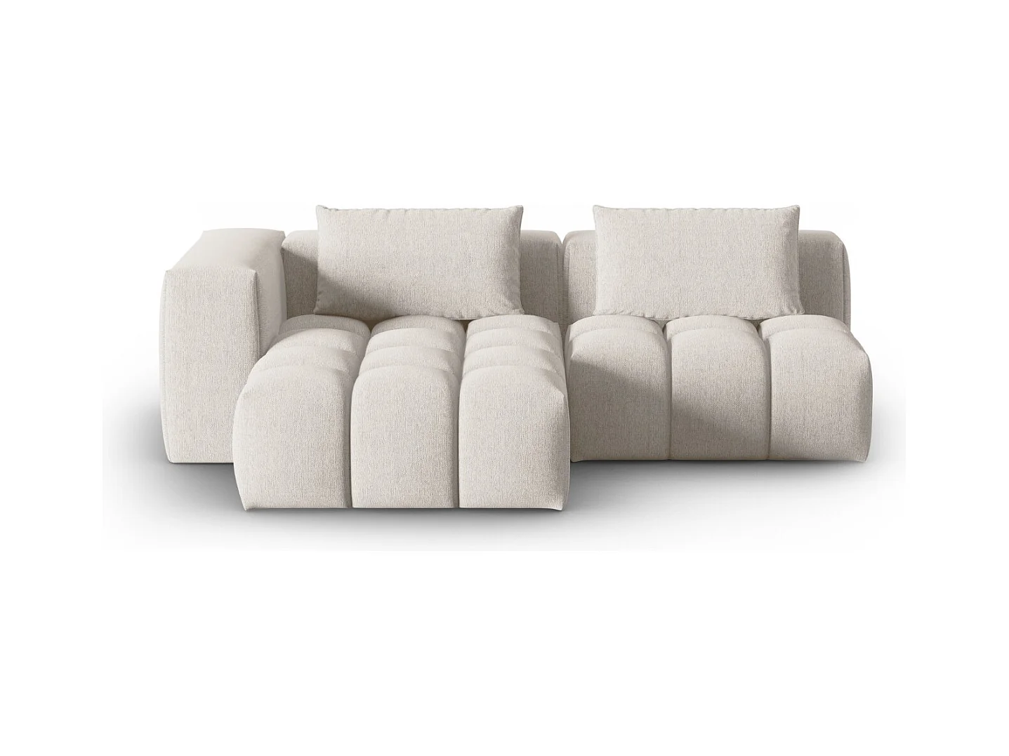 CXL by Christian Lacroix - Canapé d'angle gauche modulable "Lorella" 3 places en tissu structurel beige - 205x145x70cm