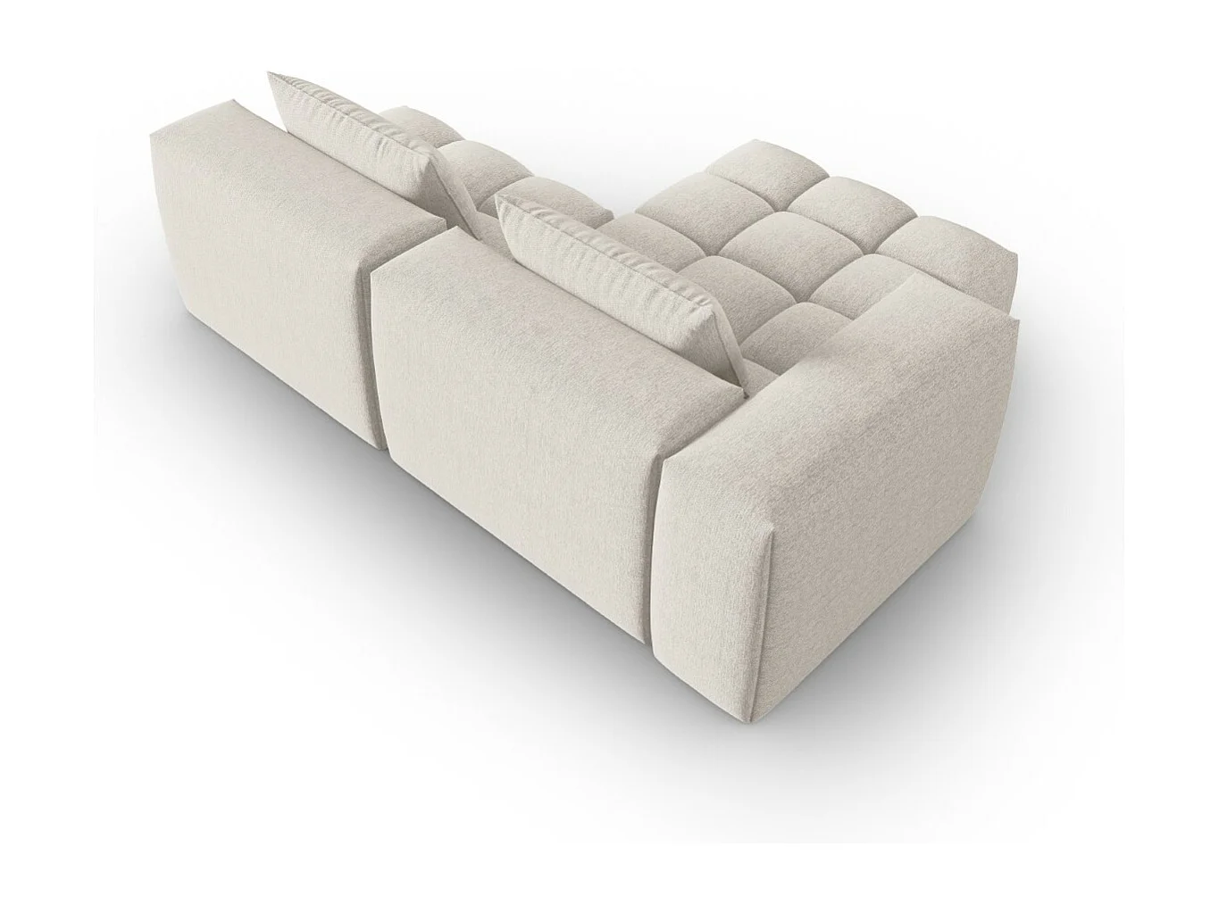 CXL by Christian Lacroix - Sofá modular de canto esquerdo "Lorella" 3 lugares em tecido estrutural bege - 205x145x70cm