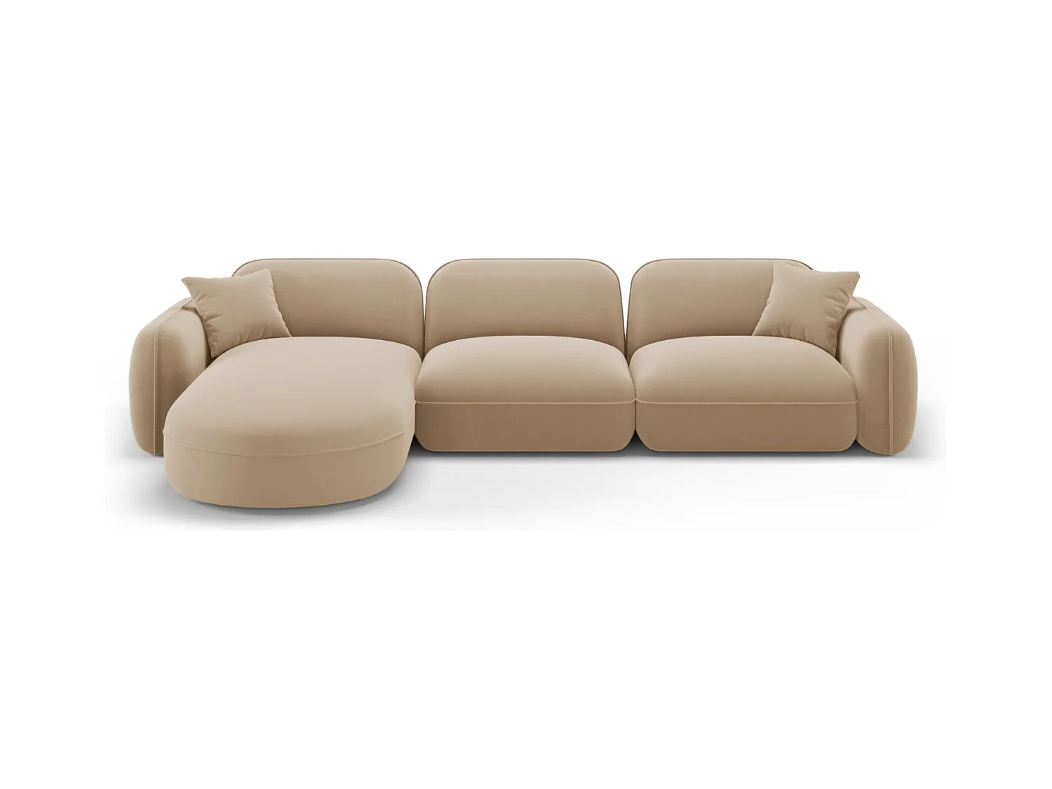 CXL by Christian Lacroix - Modulaire hoekbank links "Lucien" 4 zitplaatsen, Flueel, Zand - 320x165x70cm