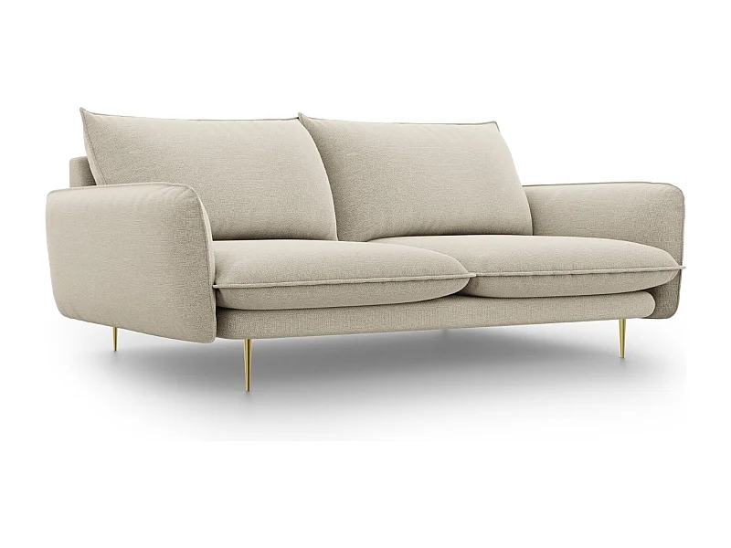 Cosmopolitan Design - 3-Sitzer Sofa "Vienna" aus strukturiertem Stoff beige - 200x92x95cm