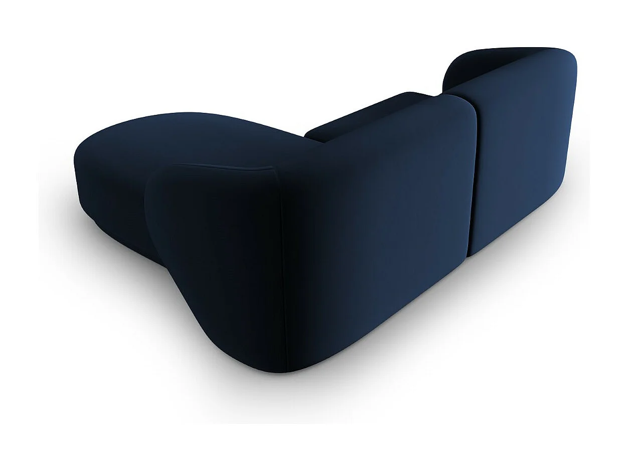 CXL by Christian Lacroix - Canapé d'angle droit modulable "Lionel" 3 places en velours bleu roi - 188x155x74cm