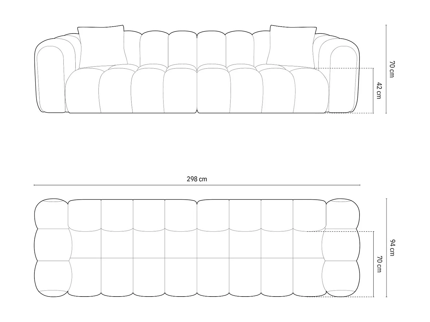 CXL by Christian Lacroix - Sofa modułowa, "Clotilde" 4 miejsca tkanina strukturalna, szary jasny - 298x94x70cm