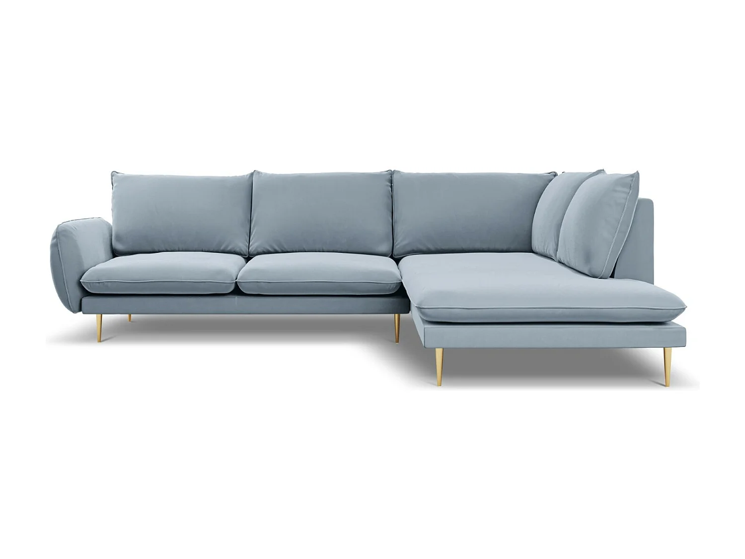 Cosmopolitan Design - Rechter hoekbank "Vienna" 6 zitplaatsen, Flueel, Lichtblauw - 275x185x95cm