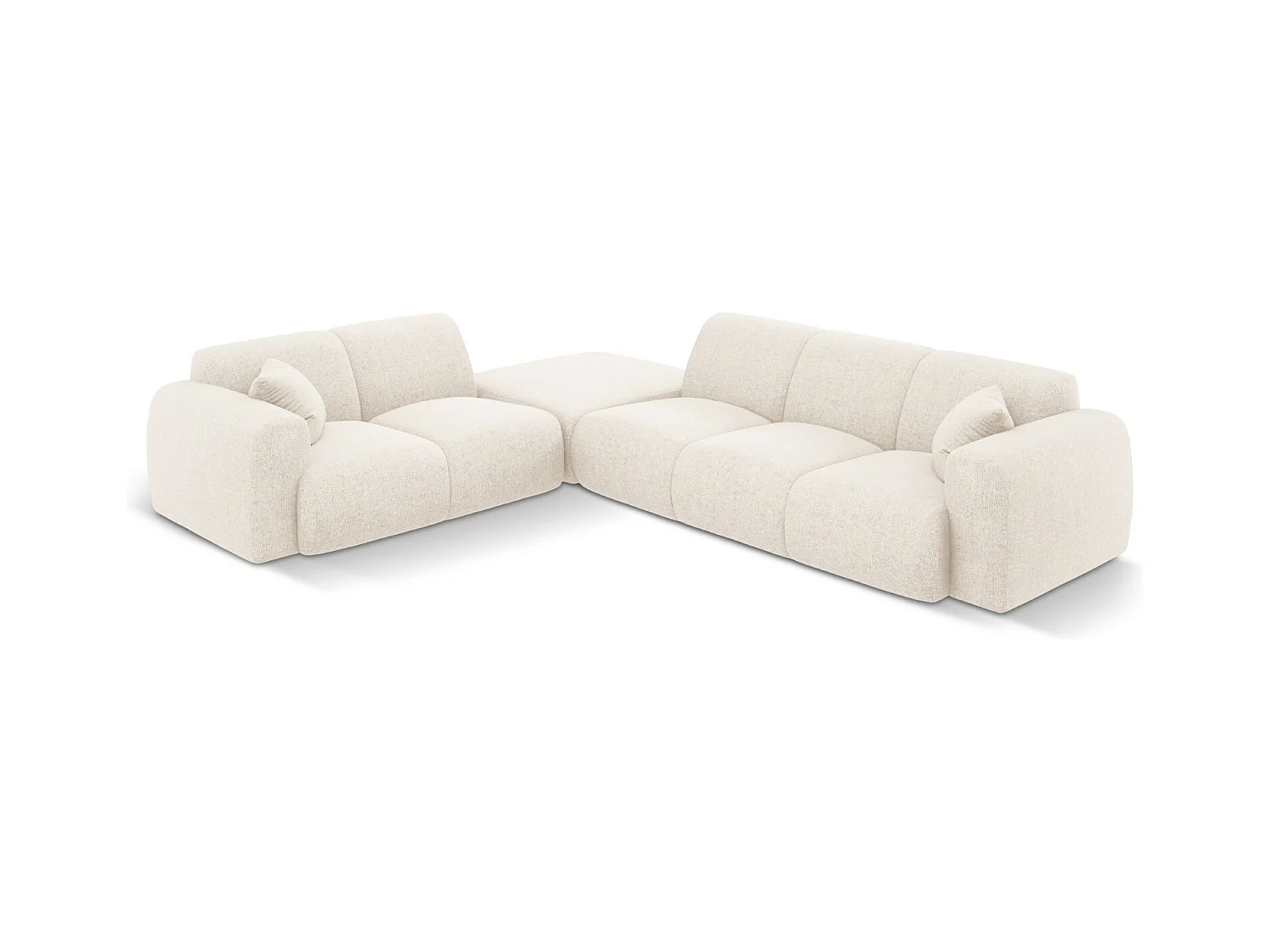 Cosmopolitan Design - Canapé d'angle gauche "Nolio" 4 places en chenille beige clair - 315x250x72cm