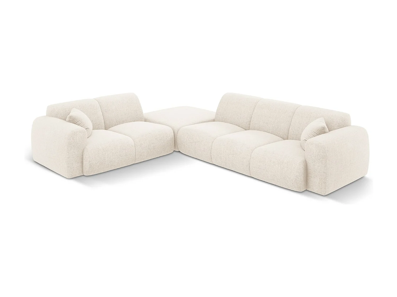 Cosmopolitan Design - Sofá de canto esquerdo "Nolio" 4 lugares em tecido chenille bege claro - 315x250x72cm