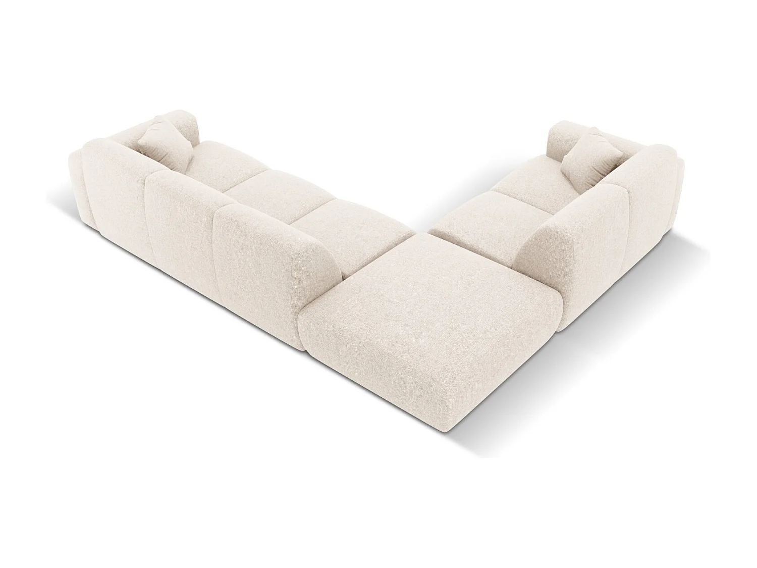 Cosmopolitan Design - Sofá de canto esquerdo "Nolio" 4 lugares em tecido chenille bege claro - 315x250x72cm