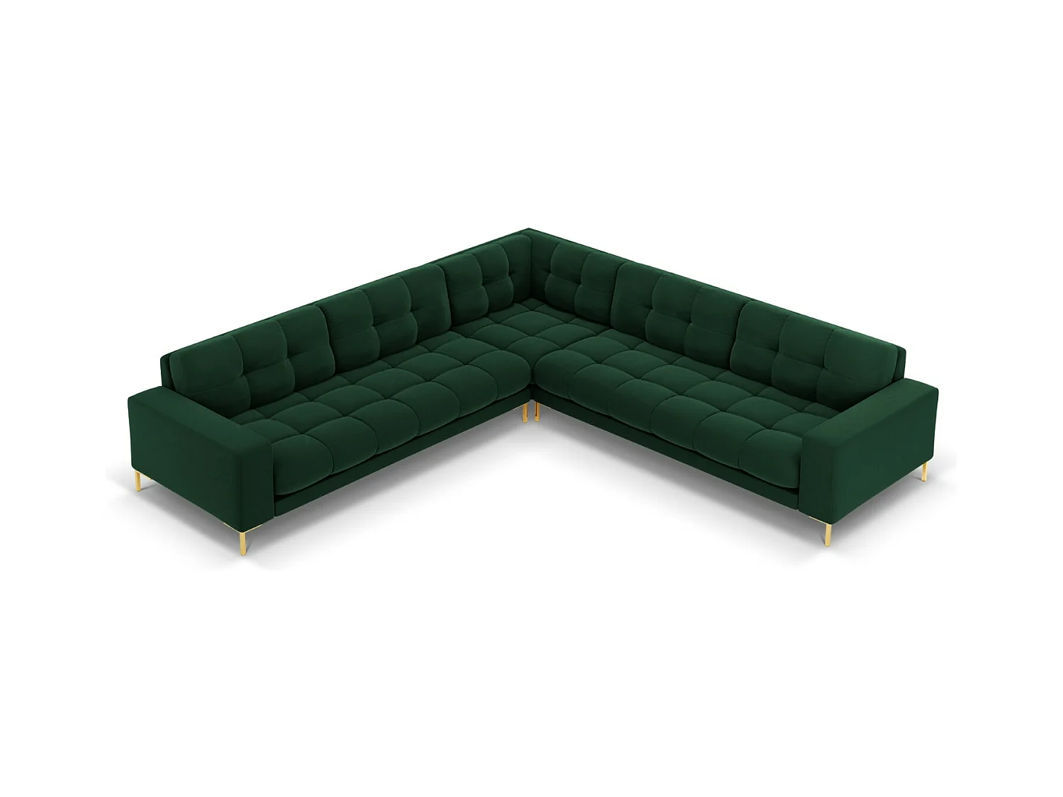 Cosmopolitan Design - Canapé d'angle symétrique "Bali" 6 places en velours vert bouteille - 256x256x75cm