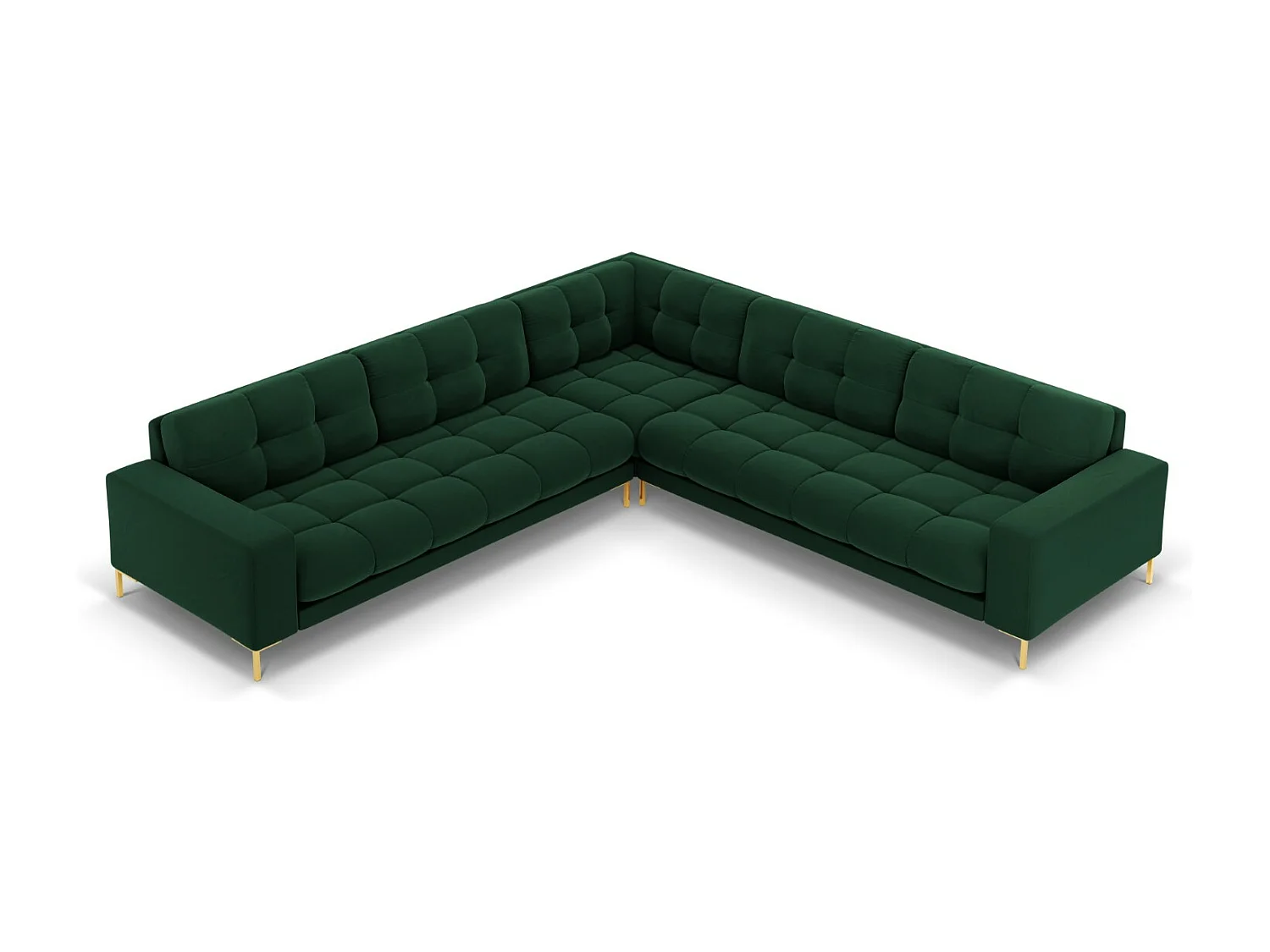 Cosmopolitan Design - Canapé d'angle symétrique "Bali" 6 places en velours vert bouteille - 256x256x75cm