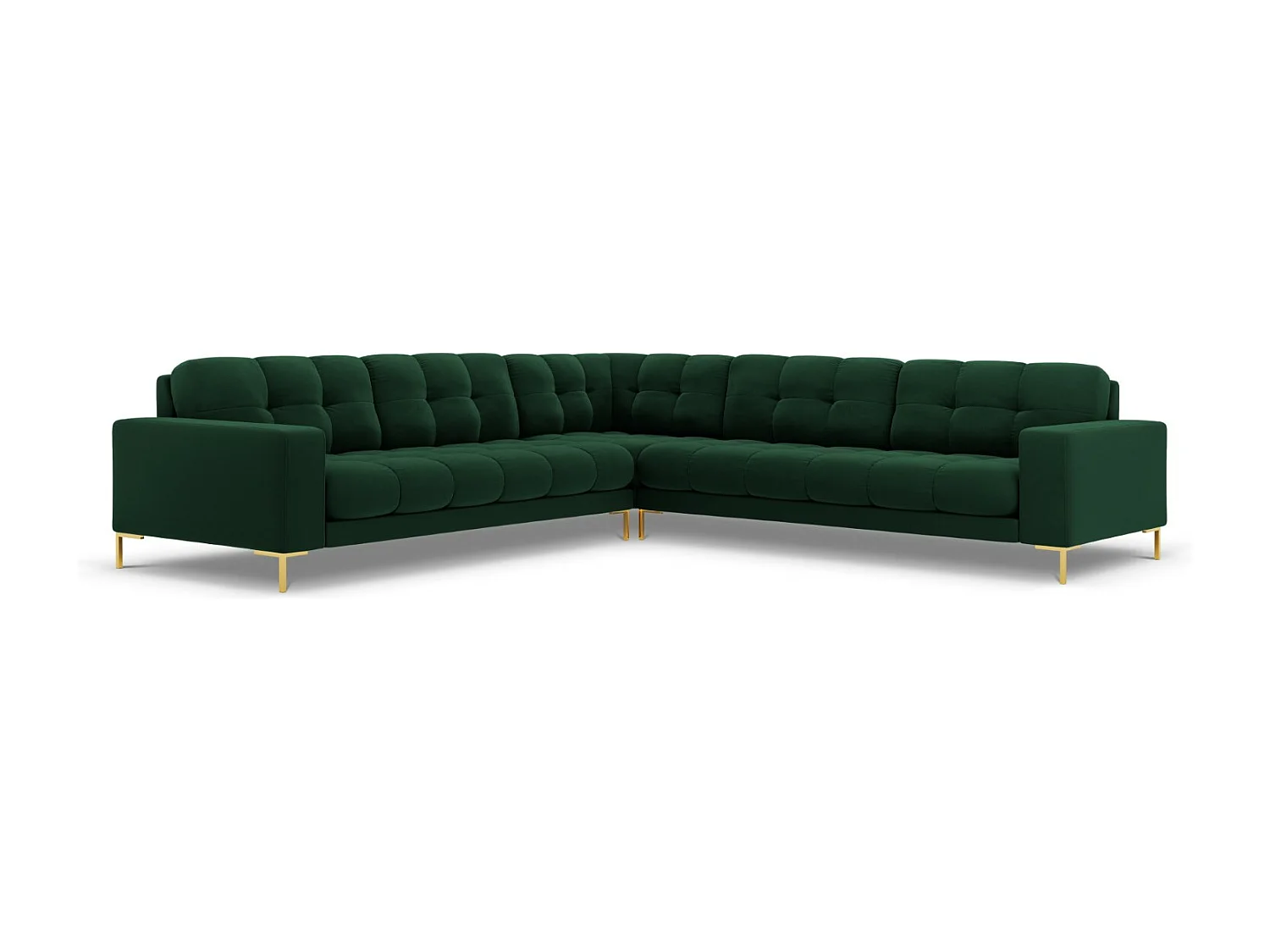 Cosmopolitan Design - Canapé d'angle symétrique "Bali" 6 places en velours vert bouteille - 256x256x75cm