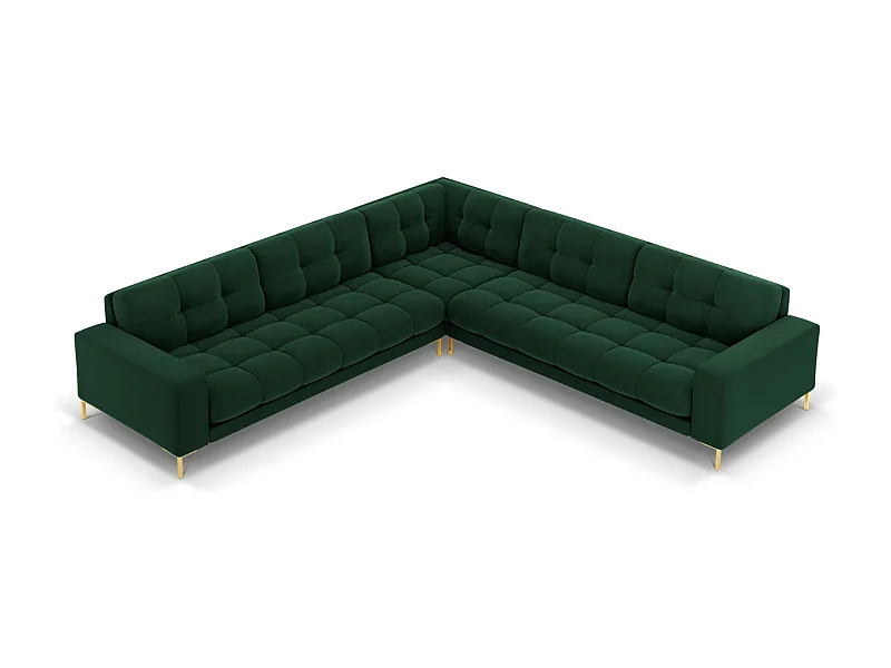 Cosmopolitan Design - Divano angolare reversibile "Bali" 6 posti in velluto verde bottiglia - 256x256x75cm