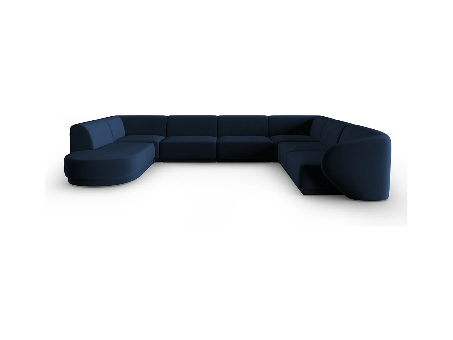 CXL by Christian Lacroix - Modulaire panoramische hoekbank rechts "Lionel" 8 zitplaatsen, Flueel, Koningsblauw - 342x323x74cm