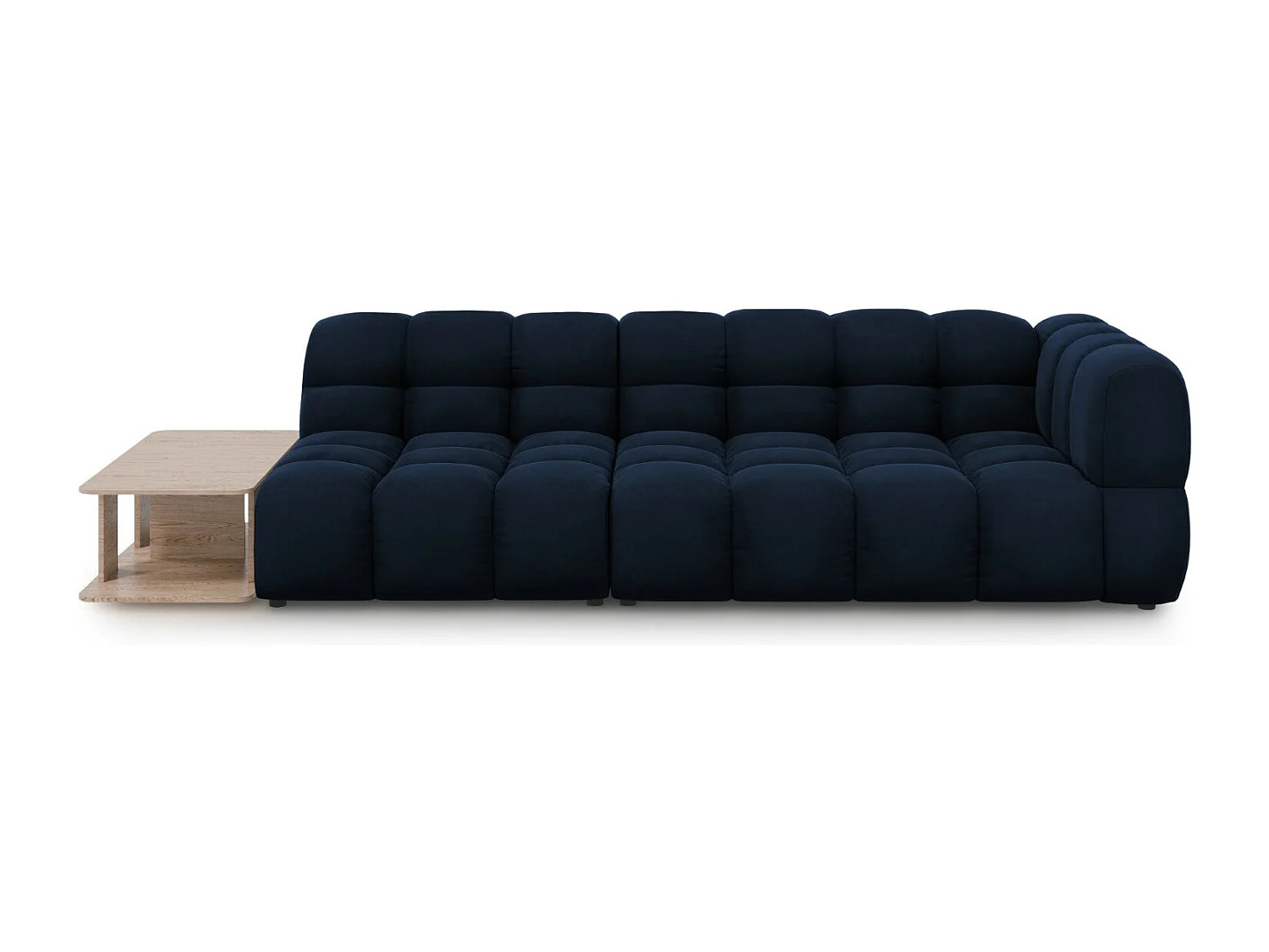 Cosmopolitan Design - Sofa modułowa bok lewy, "Sky" 4 miejsca welur, błękit królewski - 297x102x75cm