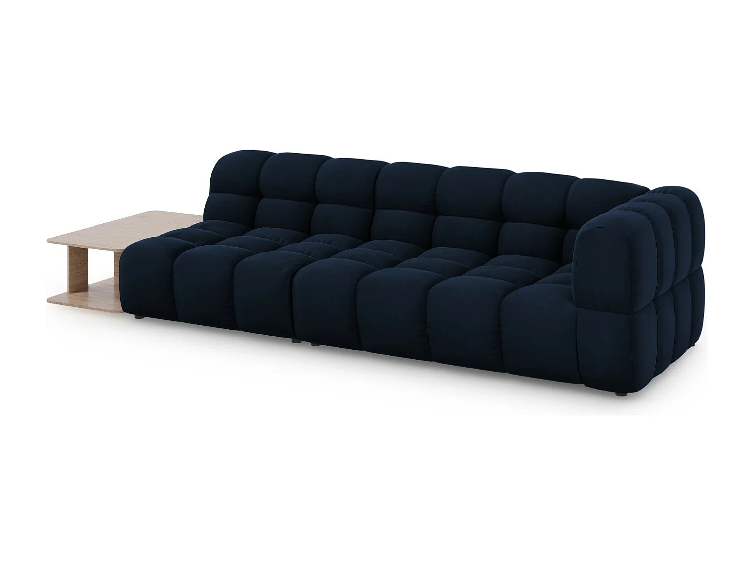 Cosmopolitan Design - Sofa modułowa bok lewy, "Sky" 4 miejsca welur, błękit królewski - 297x102x75cm